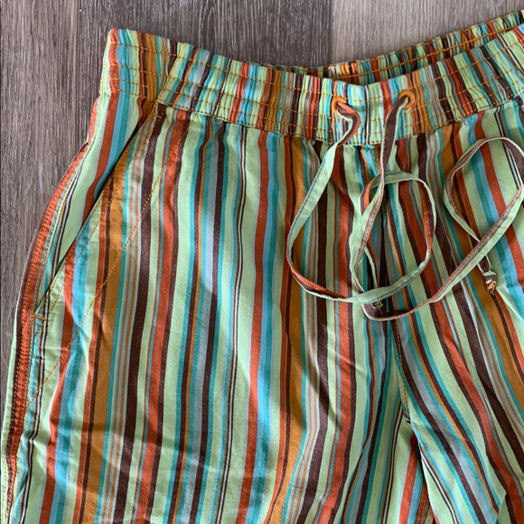FREE PEOPLE Saylor Poplin Stripe Shorts Retro Oversized NWT Teal Orange Green - Picture 6 of 10